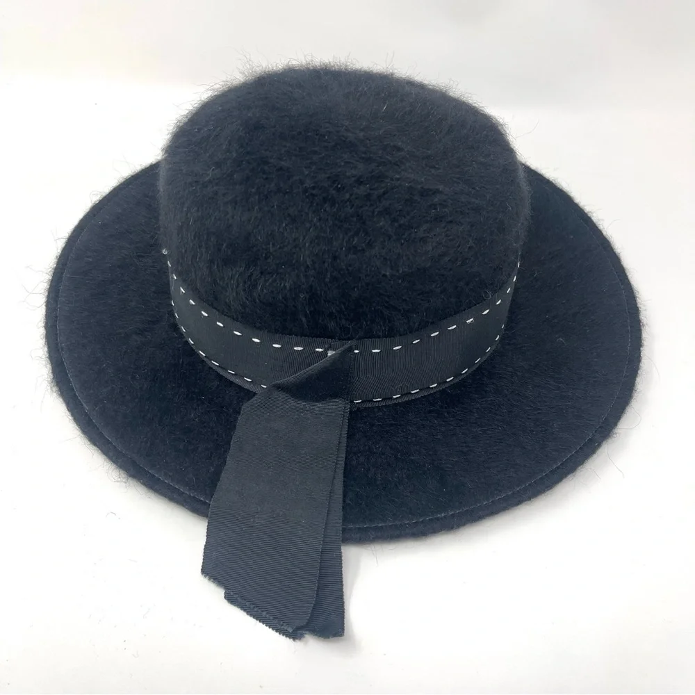 Vintage Mahara Mohair & Wool Wide Brim Hat‎ – Union Made – Black Statement Hat - Picture 4 of 10